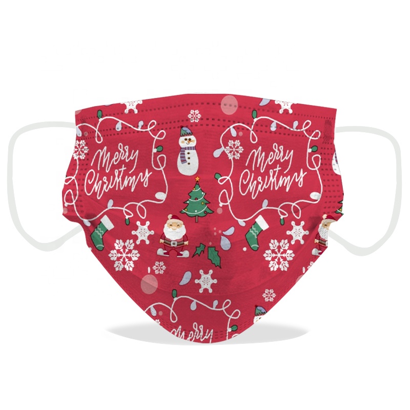 Рождественская маска Санта-Клаус, Детские маски, Рождественский узор, одноразовая красочная 3-слойная Рождественская маска для детей, быстрая доставка, в наличии
