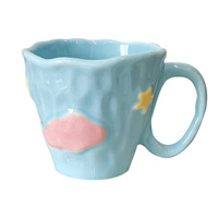 Tasse à café en céramique Starry Moon avec soucoupe, cadeau souvenir haut de gamme, peinte à la main, grande capacité, surface brillante, design frais