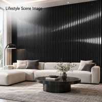 Nouveaux panneaux muraux acoustiques en fibre de polyester, surface noire brillante, panneaux absorbants du son, panneaux décoratifs à lattes
