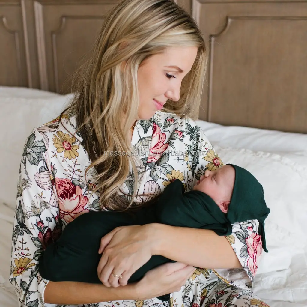 2023 Muslin Adjustable Infant Baby Girl Mommy and Me Blue Swaddle Blanket