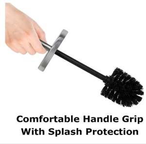 Porte-brosse de toilette cylindrique portable moderne personnalisé avec brosse en microfibre Outil de nettoyage de toilette en acier inoxydable 410 - Product Image 6