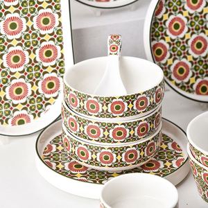 Luxury Tableware Dinnerware Bohemian Restaurant Dish Ceramic <b>Dinner</b> Cutlery Plate <b>Set</b> - Product Image 2