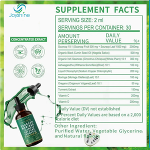 Gouttes liquides de corossol amer 10 <span class=keywords><strong>en</strong></span> 1 avec mousse marine, <span class=keywords><strong>moringa</strong></span>, curcuma, huile de nigelle, origan, ashwagandha |   2 Fl 60 Oz - Product Image 2