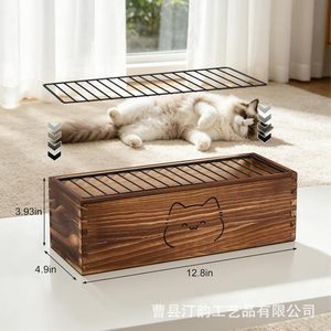 Cross-border wooden cat grass potted planter with mesh cover, coconut coir-grown cat grass <b>pot</b>, pet green <b>plant</b> ornament. - Product Image 4