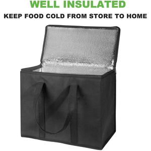 Sac isotherme de luxe simple en aluminium non tissé, imperméable et isolant thermiquement pour pique-nique, style panier - Product Image 3