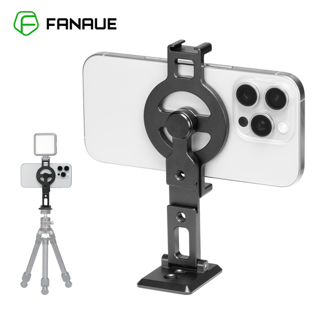 FANAUE MT04 Magnetic Smartphone Stand Adapter Aluminum Tripod Mount Cold Shoe Arca for QR Base Plate for for Bed Desk