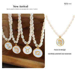 Horoscope <span class=keywords><strong>Astrologie</strong></span> 12 Zodiaque Collier Étanche 18 K Plaqué Or Bijoux Acier Inoxydable Zodiaque Bijoux pour Femmes - Product Image 4