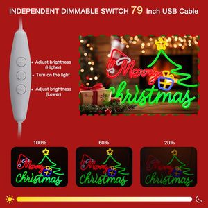 Panneau lumineux LED néon en forme de sapin de Noël avec variateur d'intensité, alimenté par USB, en acrylique, pour décoration de Noël à la maison, en magasin ou pour les fêtes - Product Image 4
