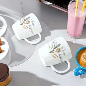 Factory Wholesale Customizable Nordic Style Logo Pattern Stoneware <b>Ceramic</b> <b>Mug</b> Gold Rim Reusable Food Safe Dishwasher Business - Product Image 1