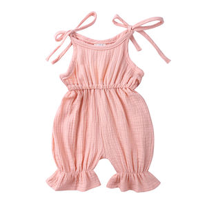 Commercio all'ingrosso del bambino <span class=keywords><strong>vestiti</strong></span> della ragazza di <span class=keywords><strong>estate</strong></span> della ragazza Complessiva Ruffle Globale Per Le Ragazze pagliaccetti del bambino lino abbigliamento per bambini - Product Image 6