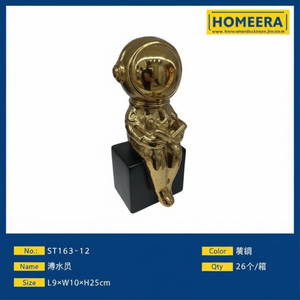 Figurine décorative en céramique or et noir 9x10x21cm pour décoration intérieure et cadeaux Collection d'objets en céramique au design élégant - Product Image 1