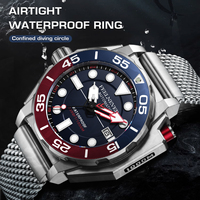 Montre de Plongée Homme LIGE FN1809 1000M Étanche Mouvement Japonais Cadran Lumineux Bicolore Automatique en Acier Inoxydable Lunette Tournante+Boîte