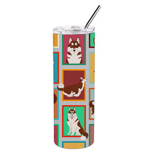 Vaso Delgado de Acero Inoxidable con Diseño de Husky Siberiano Rojo - Product Image 3