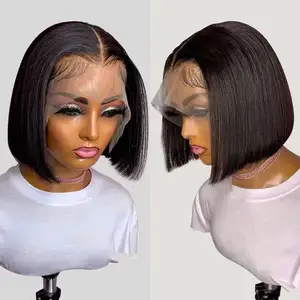 Cheap Short Bob Wigs Human Hair Hd Lace Front Wigs For Black Women Wholesale Raw Indian Virgin Hair Hd Lace Frontal Wig Vendor