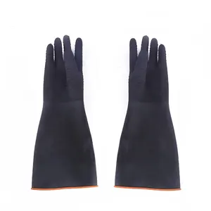 35cm long Black acid proof NORTH TOWER BRAND Industrial rubber gloves