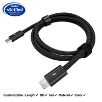 Kabel pengisi daya mobil USB tipe C, 1M USB Tipe C 4.0/3.0 240W 8k 40Gbps dengan fungsi 3A, bahan logam pelindung kepang