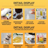 Pochette souple transparente personnalisée avec bec verseur pour jus, sachet plastique pour liquides