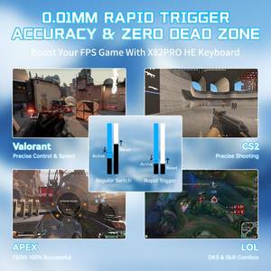 <span class=keywords><strong>Clavier</strong></span> de jeu magnétique ATTACK SHARK X82 PRO HE à activation réglable, déclenchement rapide, <span class=keywords><strong>clavier</strong></span> tri-mode avec batterie de 5000 mAh - Product Image 4