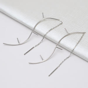 Pendientes Largos de Plata Japonesa Coreana S925 con Perlas para Mujer, Accesorios de Joyería DIY, Pendientes Vacíos 1246 - Product Image 4