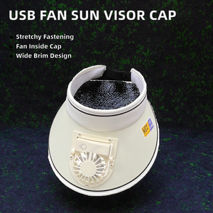 Logo personalizzato esterno grande grondaia vuota superiore USB ricarica estate visiera parasole a tesa larga cappellino promozionale con visiere a ventaglio - Product Image 2
