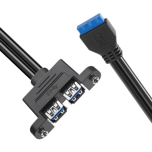 Cable adaptador dual USB 3.0 a USB 3.0 de 20 pines con blindaje IO, cable de expansión externo, cobre sin oxígeno negro - Product Image 3