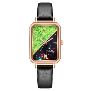 Éxito Explosivo en <span class=keywords><strong>TikTok</strong></span>: Reloj Cuadrado de Moda para Mujer, Correa de Cuero, Estilo Lujoso y Ligero, Color Verde - Product Image 2