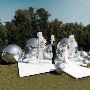 Bola de espejo inflable colgante globo esfera gigante oro plata colorido al aire libre discoteca Bola de espejo bolas metálicas inflables