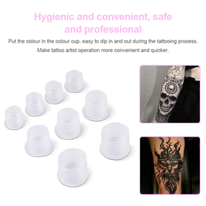 100pcs Disposable Tattoo Ink Cups Plastic Pigment Cups for Permanent <b>Makeup</b> Microblading Tattoo Professional Studio Use - Product Image 4