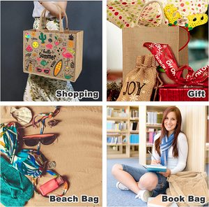 Reusable Printing Mall Grocery High-capacity <strong>Jute</strong> <strong>Bags</strong> With logo Foldable Large Burlap <strong>Tote</strong> <strong>Bags</strong> <strong>Jute</strong> - Product Image 5