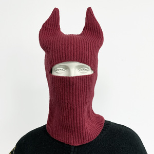Halloween drôle bloc <span class=keywords><strong>de</strong></span> couleur tricoté chapeau chaud oreille Ski cagoule capuche masque complet avec <span class=keywords><strong>corne</strong></span> <span class=keywords><strong>de</strong></span> démon - Product Image 5