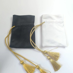 Pochette à bijoux personnalisée avec logo, sac à cordon en velours, emballage cadeau pour mariage, rangement pour rouge à lèvres, bonbons, friandises - Product Image 4