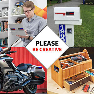 Calcomanía Personalizada de la Bandera Estadounidense con Línea Azul Delgada Reflectante de 3 Piezas - <span class=keywords><strong>5</strong></span> x 3 Pulgadas (12.7 x 7.62 cm) - Adhesivo de PVC para Automóvil para Apoyo - Product Image 4