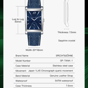 2025 New Fashion Square <b>Watch</b> for Men Chronograph Sports <b>Watches</b> Stainless Steel Sapphire Crystal 50M Waterproof - Product Image 6
