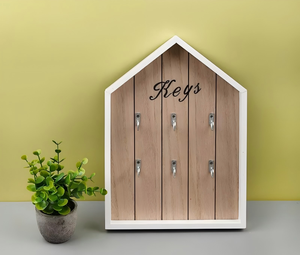 Armoire à clés murale en forme de mini-<span class=keywords><strong>porte</strong></span> en bois avec crochets intérieurs, boîte de rangement mignonne pour clés d'entrée, décoration murale pour la <span class=keywords><strong>maison</strong></span> - Product Image 6