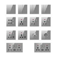 Panneau de verre de sécurité LED 250v 13a UK, alimentation électrique de luxe Wenzhou interrupteur mural moderne et prise