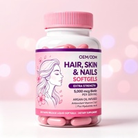 Produit de beauté pour les cheveux, la peau et les ongles OEM, 5000 mcg de biotine, antioxydant, végétalien, sans gluten, capsules molles - 250 unités ODM
