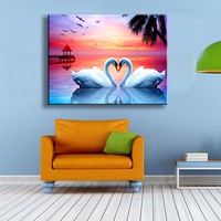 Peinture diamantée Ever Moment Cygne, Art mural à broder par diamants, Décoration artisanale en mosaïque 5D S2F2698
