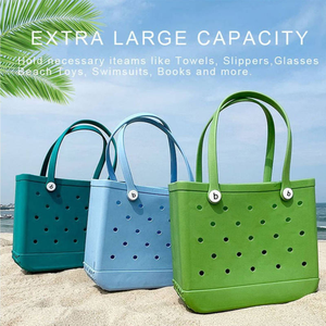 卸売カスタムロゴEVAビーチトートバッグ大型耐久性ポータブル文字2ハンドバッグリベット花防水オープンオプション - Product Image 6