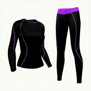 High Quality Customizable Lightweight Women's Compression Suit Spandex/Polyester Material Full Sleeve Quick Dry Breathable - Product Image 1