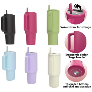 Biểu tượng tùy chỉnh 40 oz cách điện bằng thép không gỉ Tumbler tràn bằng chứng thủy du lịch Mug với xử lý và lật rơm cho cắm trại - Product Image 2