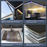 Ensemble de cuisine extérieure contemporain en acier inoxydable 304 avec évier, hotte aspirante, réfrigérateur et armoires de rangement pour divertissements en extérieur dans les villas et jardins