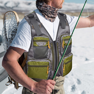 Gilet de pêche vert en tissu Oxford respirant avec plusieurs poches, portable pour l'extérieur et la photographie - Product Image 2