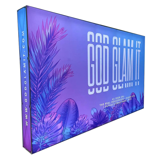 Custom Square Advertising LED Lightbox with Straight Tension Fabric Display for Trade Shows Printed Booth