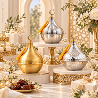 Décoration de maison musulmane pour l'Aïd Ramadan, centre de table, fournitures de fête, boîte en métal en forme de croissant pour dattes, bonbons, noix