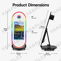 Photomaton ovale professionnel 60" 32" avec écran tactile, miroir magique, machine à selfie, appareil photo reflex numérique et imprimante pour location de mariage
