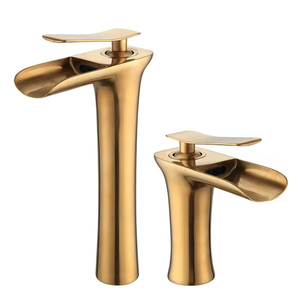 Robinet de <span class=keywords><strong>lavabo</strong></span> thermostatique en laiton <span class=keywords><strong>doré</strong></span> à trou unique, style simple, avec poignée unique pour salle de bain - Product Image 6