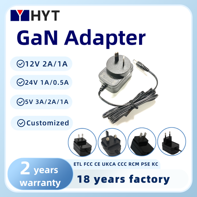 AC to DC Power Supply 5V 12V 15V 24V 0.5A 1A 1.5A 2A GaN Tech PC Plug in Adapter 4.0*1.7mm 5.5*2.1mm 5.5*2.5mm Plug