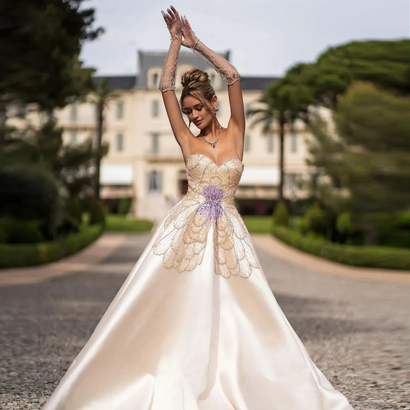 Color Champagne Vestidos De Novia Sencillos De Satin Champagne