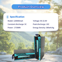 حزمة بطارية سائلة ZBD OEM/ODM بسعة 120000 مللي أمبير/ساعة، 120 أمبير/ساعة، 6S/8S/12S/14S/18S/24S/28S، 350 واط/ساعة لكل كيلوغرام، كاثود LiNiMnCoO2 للطائرات بدون طيار/المركبات الجوية بدون طيار عالية الطاقة