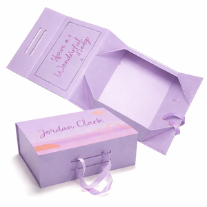 Boîte cadeau cosmétique magnétique doublée de satin, pliable, en carton rigide, pour rouge à lèvres et maquillage, avec ruban - Product Image 1